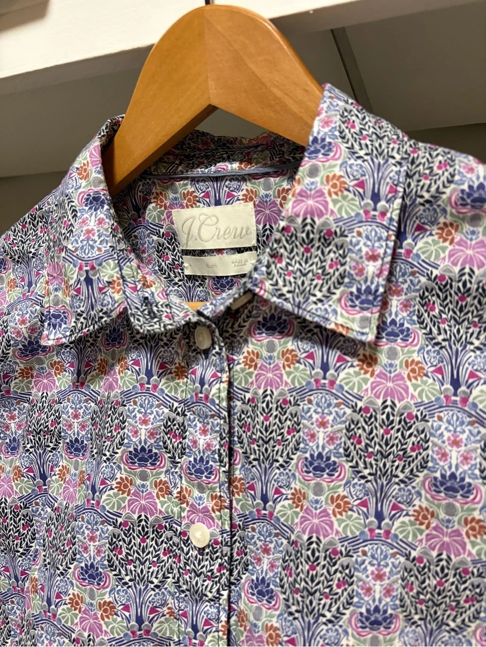 J.Crew Floral Botanical Print Button Down Shirt 4 Slim Classic Preppy